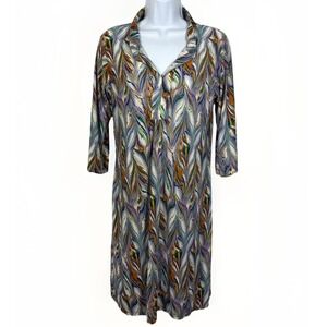 24/7 Comfort Dress Womens SZ XL Fluid Eclectic Slinky USA